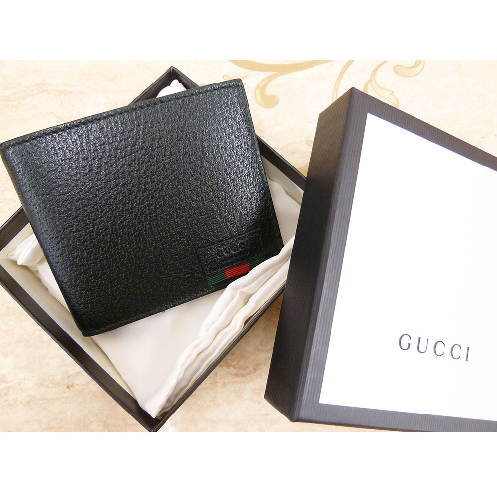 GUCCI （グッチ）メンズ 二つ折り財布 ブラック【中古/美品 ...